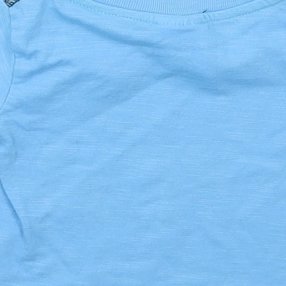 Peacocks Boys Blue Cotton Basic T-Shirt Size 6-9 Months Crew Neck Pullover - Awesome Monkey