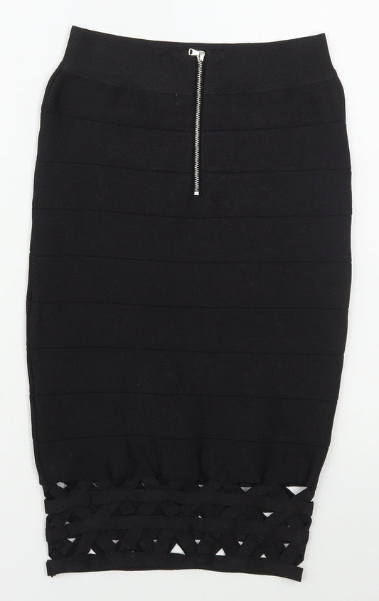 Supre Womens Black Nylon Straight & Pencil Skirt Size S Zip
