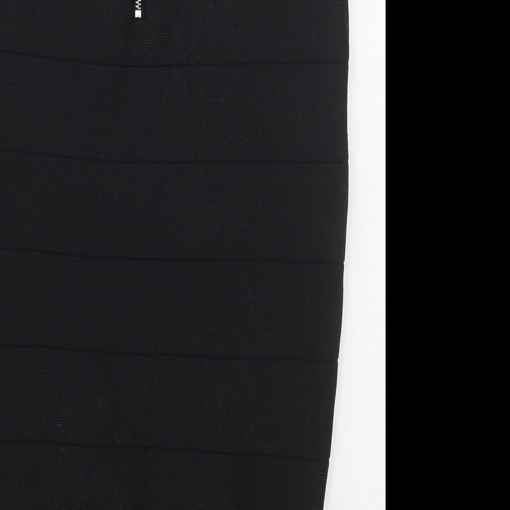 Supre Womens Black Nylon Straight & Pencil Skirt Size S Zip