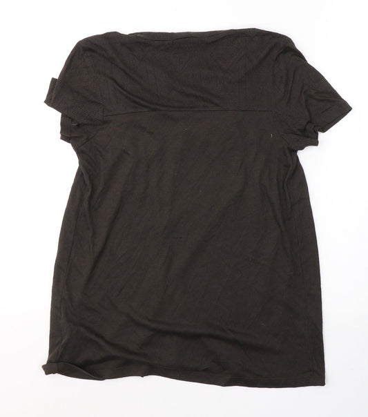 H&M Womens Brown Viscose Jersey T-Shirt Size M Roll Neck