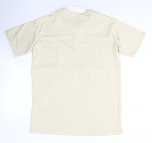 Divided by H&M Mens Beige Colourblock Cotton Polo Size M Collared Pullover