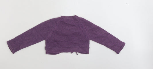 NEXT Girls Purple V-Neck Wool Shrug Jumper Size 3 Years