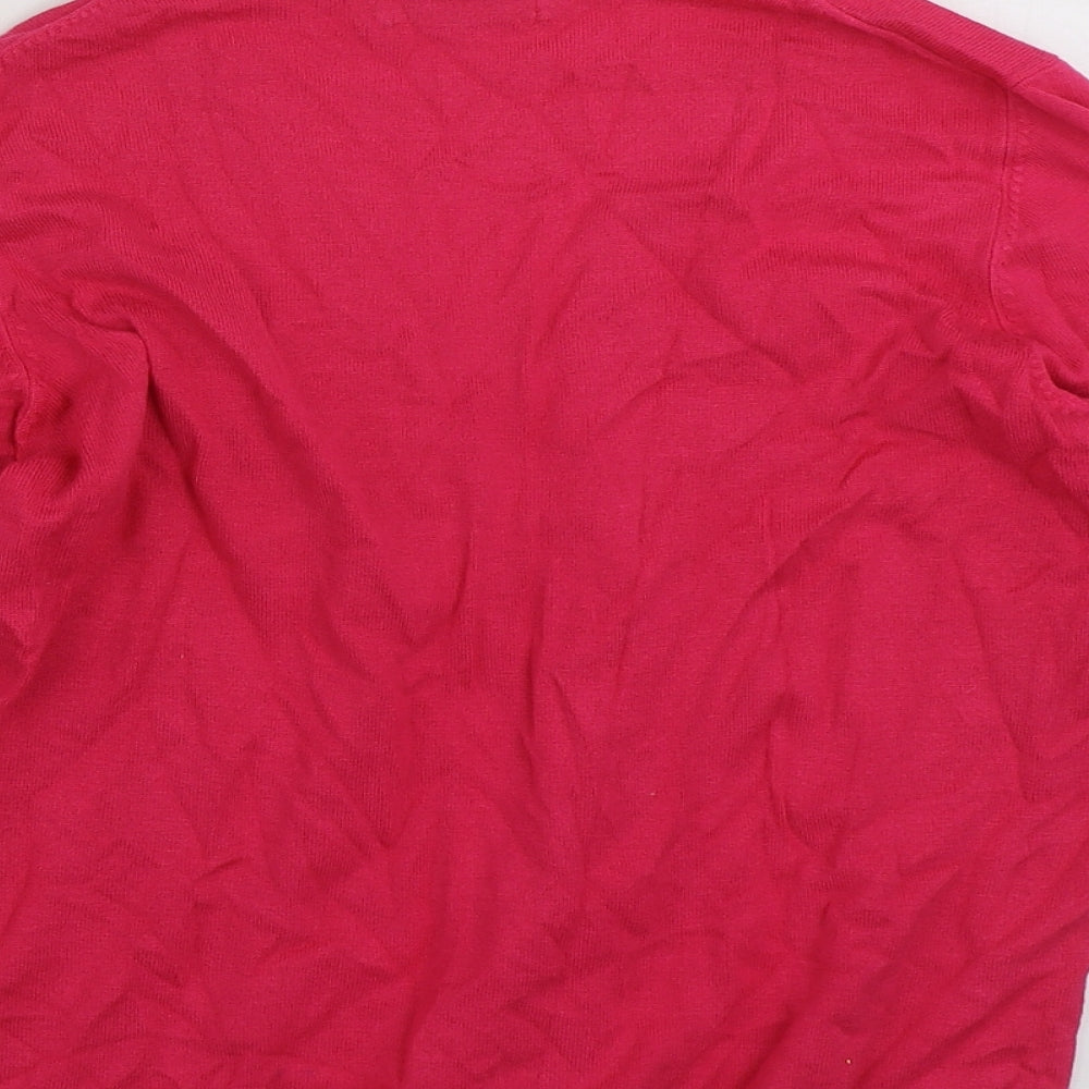 Marks and Spencer Womens Pink V-Neck Viscose Pullover Jumper Size 12