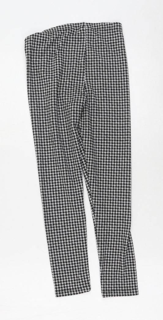 Preworn Girls Black Plaid Polyester Jegging Trousers Size 9 Months Regular