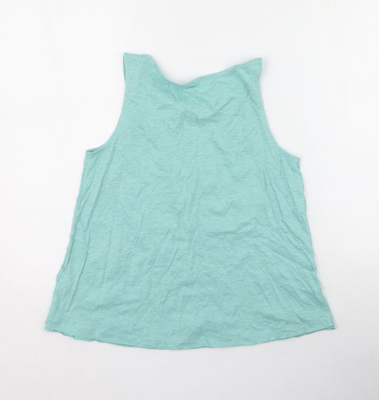 NEXT Girls Green Cotton Basic Tank Size 13 Years Round Neck - love