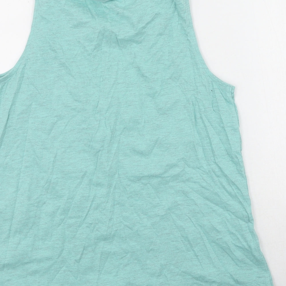 NEXT Girls Green Cotton Basic Tank Size 13 Years Round Neck - love