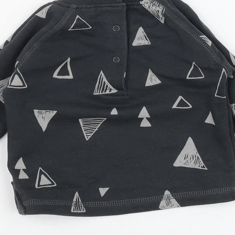 NEXT Boys Grey Cotton Basic T-Shirt Size 0-3 Months Round Neck Pullover - Triangle