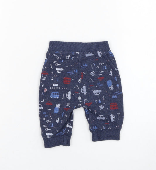 George Boys Blue Cotton Jogger Trousers Size 0-3 Months Pullover - Vehicle