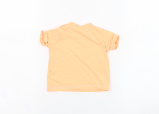 NEXT Boys Orange Cotton Basic T-Shirt Size 0-3 Months Round Neck Pullover - Crocodile