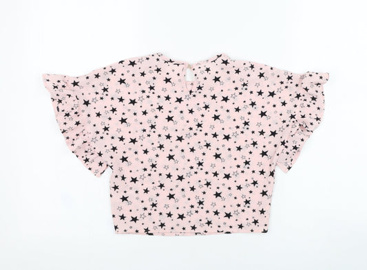 Dunnes Stores Girls Pink Polyester Tunic T-Shirt Size 7 Years Round Neck Pullover - Star