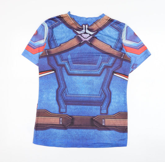 Zootop Bear Boys Blue Cotton Basic T-Shirt Size L Round Neck Pullover - Avengers