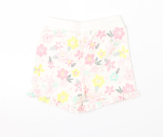 So Cute Girls Multicoloured Floral Cotton Cropped Trousers Size 12-18 Months Tie