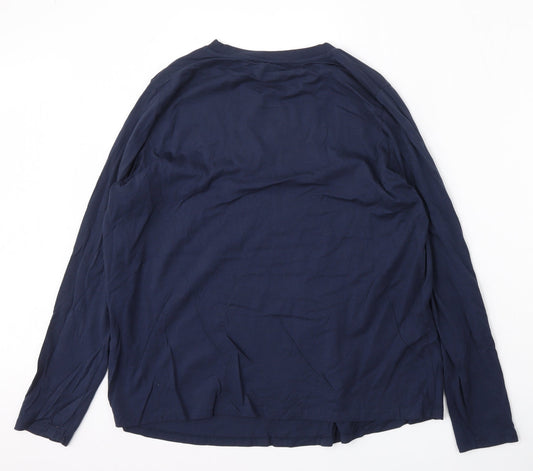 Very Womens Blue Cotton Basic T-Shirt Size 18 Round Neck - bow detail