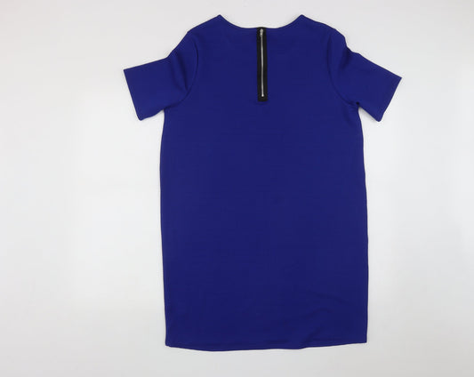 George Womens Blue Polyester A-Line Size 12 Round Neck Zip