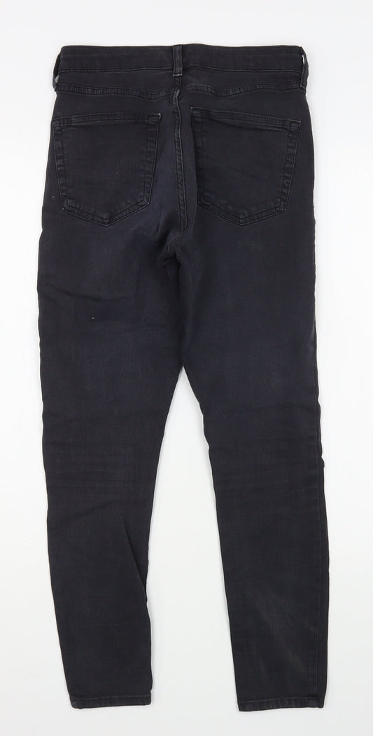 Topshop Mens Black Cotton Skinny Jeans Size 28 in L30 in Regular Zip