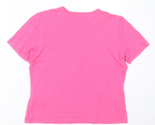 Gerry Weber Womens Pink Viscose Basic T-Shirt Size 10 Crew Neck