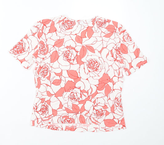 Gerry Weber Womens Pink Floral Viscose Basic T-Shirt Size 10 Crew Neck