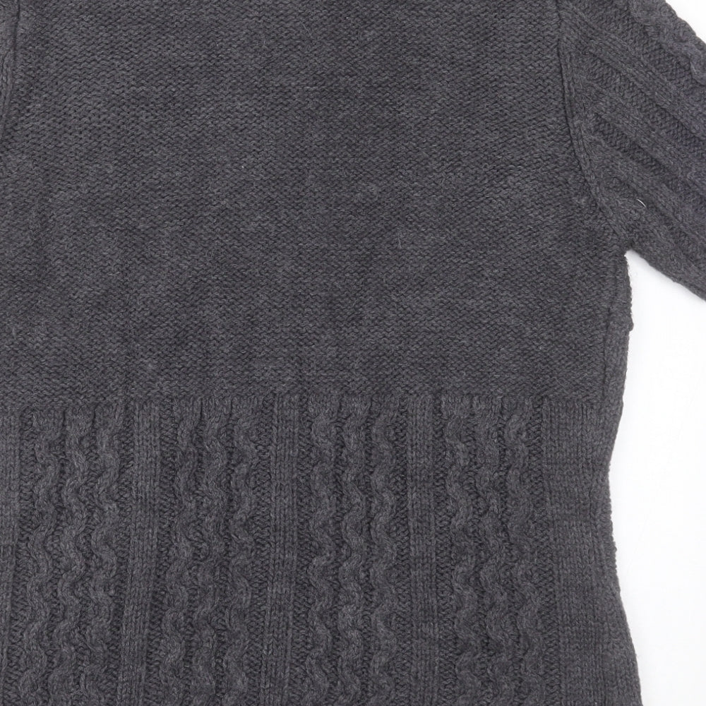Yessica Womens Grey High Neck Acrylic Cardigan Jumper Size S