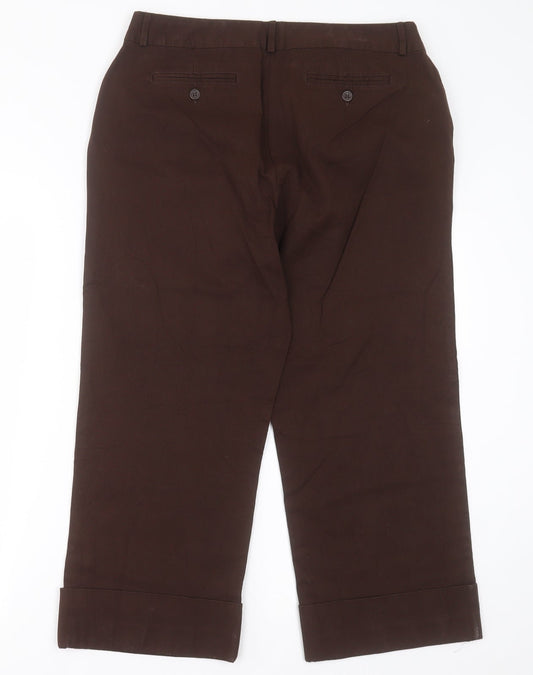 Style & Co Womens Brown Cotton Cropped Trousers Size 12 L24 in Regular Hook & Eye