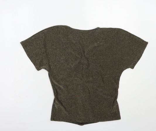 Marks and Spencer Womens Gold Polyamide Basic Blouse Size S V-Neck