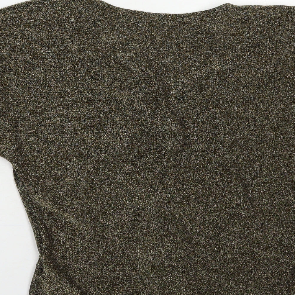 Marks and Spencer Womens Gold Polyamide Basic Blouse Size S V-Neck