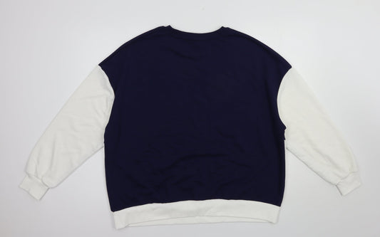 Very Womens Blue Colourblock Cotton Pullover Sweatshirt Size 14 Pullover
