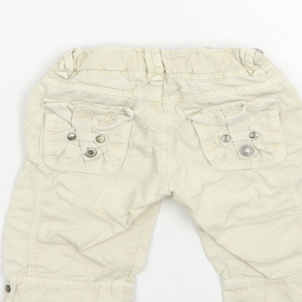 Zara Girls Beige Cotton Cargo Trousers Size 2-3 Years Regular Snap