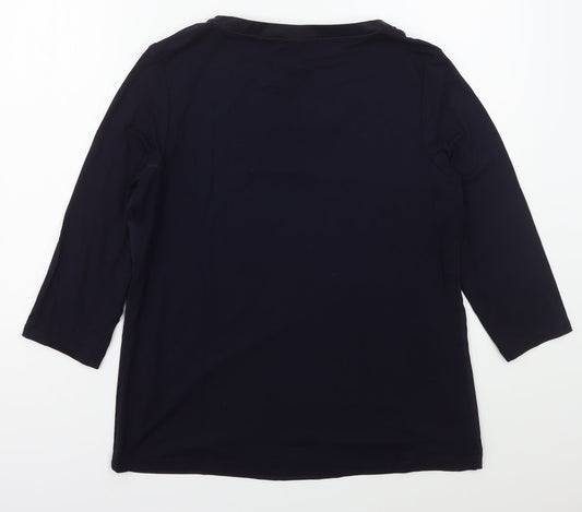 Rob Womens Blue Viscose Basic Blouse Size 12 V-Neck