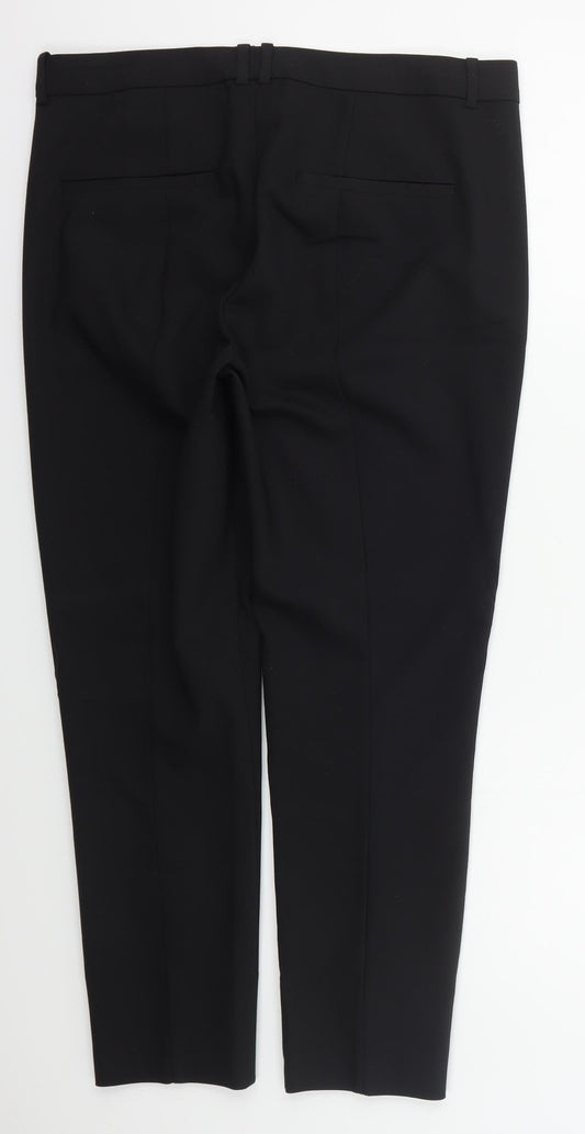Inwear Womens Black Cotton Trousers Size 12 L25 in Regular Hook & Eye