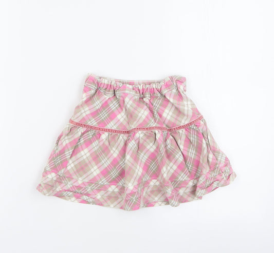 Cherokee Girls Pink Plaid 100% Cotton A-Line Skirt Size 3-4 Years Regular Zip