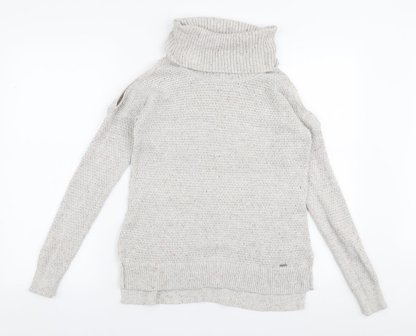 Hollister Womens Beige Roll Neck  Cotton Pullover Jumper Size XS   - Cold shoulder