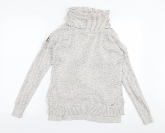 Hollister Womens Beige Roll Neck  Cotton Pullover Jumper Size XS   - Cold shoulder