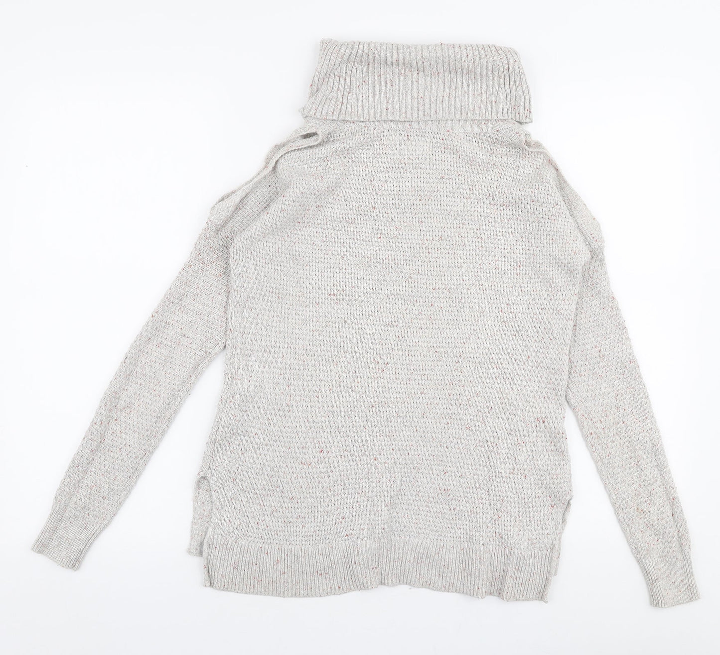 Hollister Womens Beige Roll Neck  Cotton Pullover Jumper Size XS   - Cold shoulder