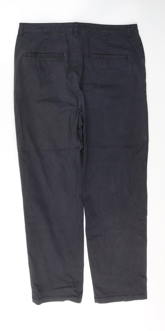 ASOS Womens Grey Cotton Trousers Size 12 L25 in Regular Button