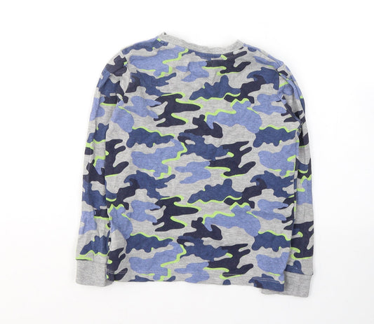 F&F Boys Grey Camouflage Cotton Nightshirt Size 5-6 Years Pullover