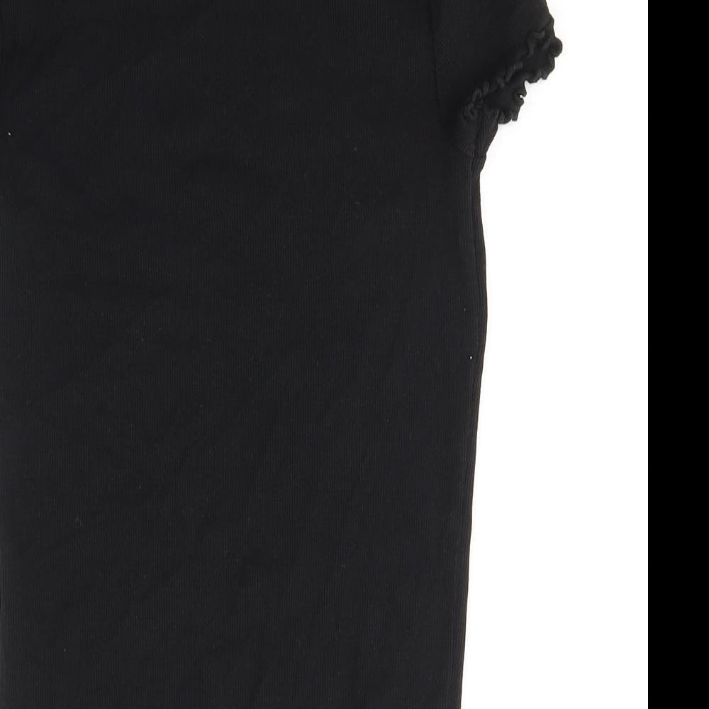 New Look Womens Black Cotton Basic T-Shirt Size 12 Round Neck