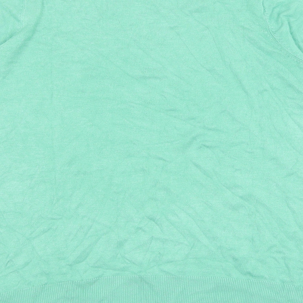 Marks and Spencer Womens Green Round Neck Viscose Pullover Jumper Size 12