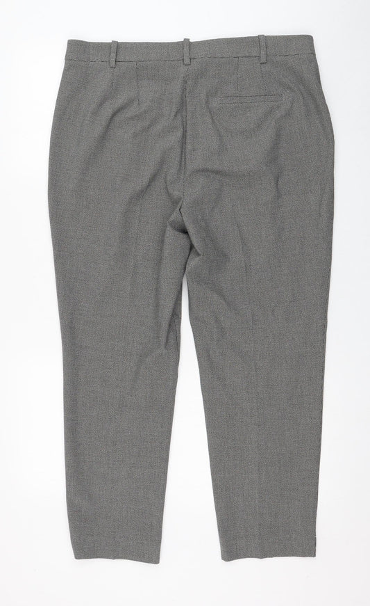 Marks and Spencer Womens Grey Polyester Carrot Trousers Size 16 L25 in Regular Zip