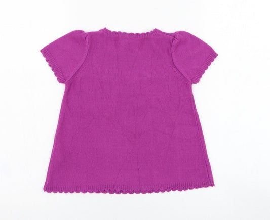LC Waikiki Girls Purple Round Neck Acrylic Pullover Jumper Size 5 Years Pullover