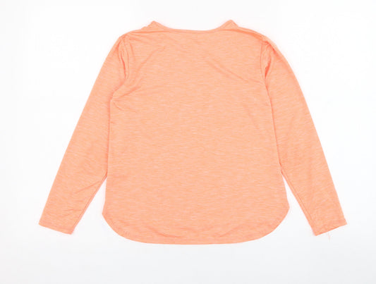 Dunnes Stores Girls Orange Polyester Basic T-Shirt Size 8-9 Years Round Neck Pullover