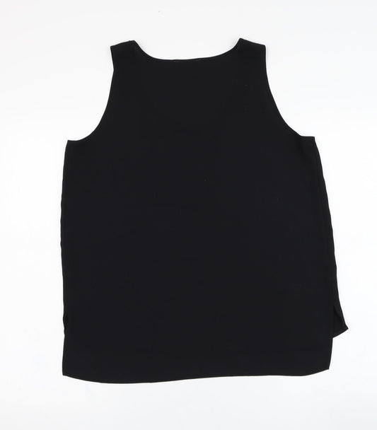 Papaya Womens Black Polyester Tunic Tank Size 12 Round Neck