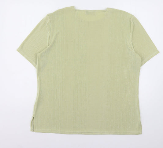 Reflections Womens Green Polyester Basic T-Shirt Size XL Round Neck