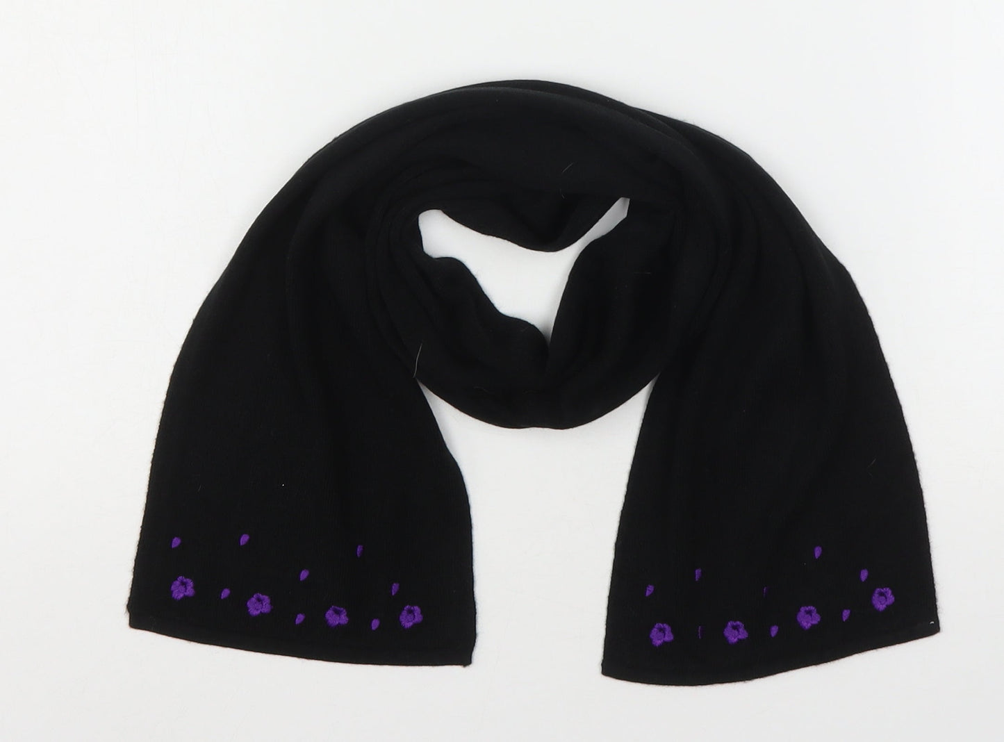 Preworn Womens Black Floral Polyester Scarf