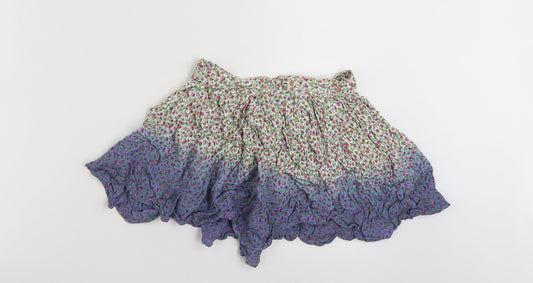 Topshop Womens Multicoloured Floral Viscose Mini Skirt Size 8 Button
