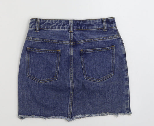FOREVER 21 Womens Blue Cotton Mini Skirt Size S Zip