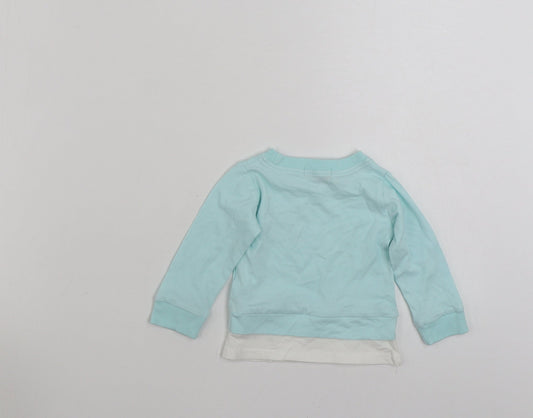 Kalamixi Girls Blue 100% Cotton Basic T-Shirt Size 3-6 Months Crew Neck Pullover - Size 60cm