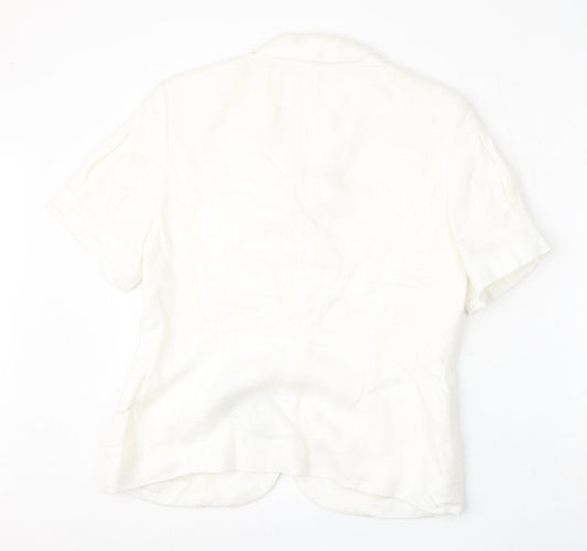 Alex & Co Womens White Acetate Basic Button-Up Size 14 Collared