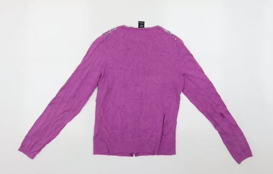 Gap Womens Purple Roll Neck Cotton Cardigan Jumper Size S