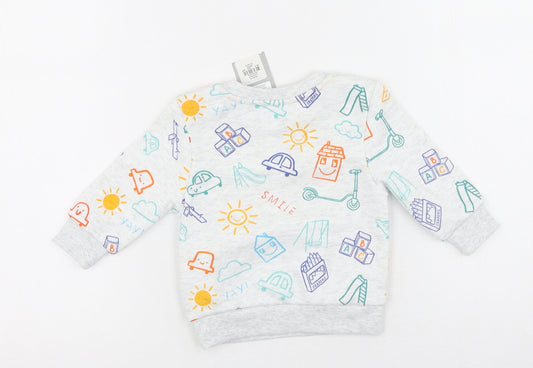 Primark Grey Polyester Pullover Jumper Size 3-6 Months