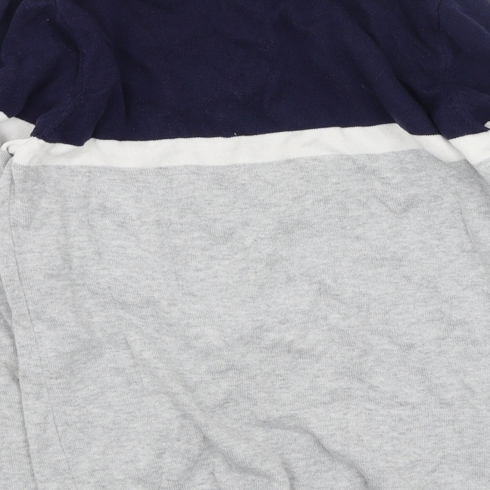 Very Boys Grey Collared Striped Cotton Pullover Jumper Size 11 Years